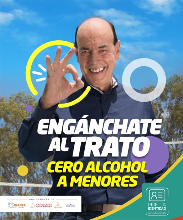 Pieza gráfica de presentador Julio Núñez Engánchate al trato Cervecería Hondureña